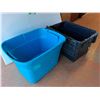 Image 4 : **(2) Plastic Storage Totes 24" x 17" x 15", Cannot Ship, Some Damage, As Is