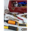 Image 3 : Mastercraft Metal Tool Box, Hole Saw, Roofing Stapler, Vise Grips, Chalk Line, Metal Shears, Wrench