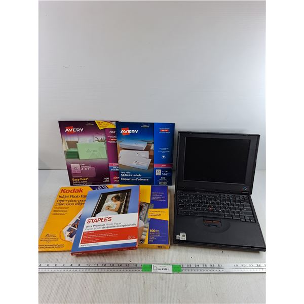 IBM Think Pad - As Is, Various Photo Paper - Staples, Kodak, Avery