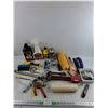 Image 1 : Caulking Gun, Scraper,Pipe Wrench, Screws, Trailer Hitch Ball, Power Steering Fluid, Misc Hardware