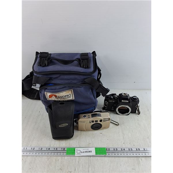Samsung Digital Camera, Ricoh KR10 Film Camera - As Is, Camera Bag