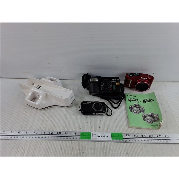 Various Digital Cameras - Samsung, Olympus, Canon - As Is, Wii Cooling Stand