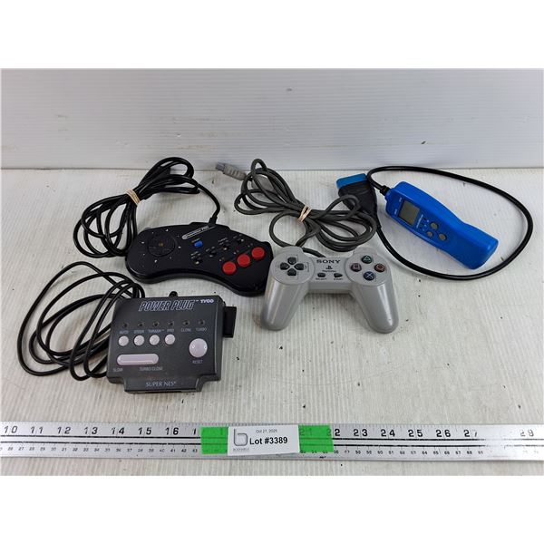 Nintendo Power Plug, OBD2 Scanner, Dualshock 2 & Competition Pro Joysticks - As Is