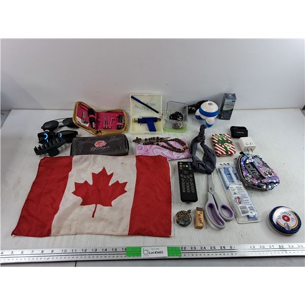 Piercing Gun, Precision Tool Kit, Canadian Flag, Jewelry, Sunglasses, Pointed Pellets, Misc
