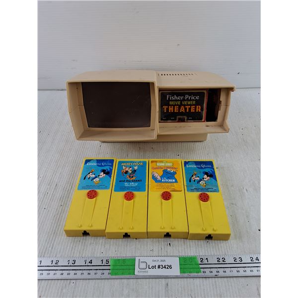 Fisher Price Battery Powered Movie Viewer Theater - As Is,  Movie Cartridges - As Is