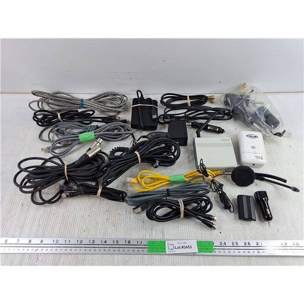 Various Cords, 12V Adapter, Mad Catz Router, Misc - As Is