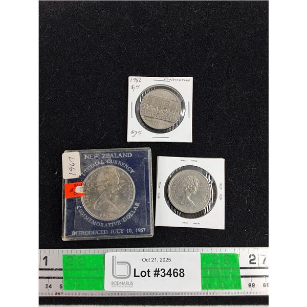 New Zealand Commemorative Dollar Coin, (2) Canadian $1 Coins-Cannot Authenticate