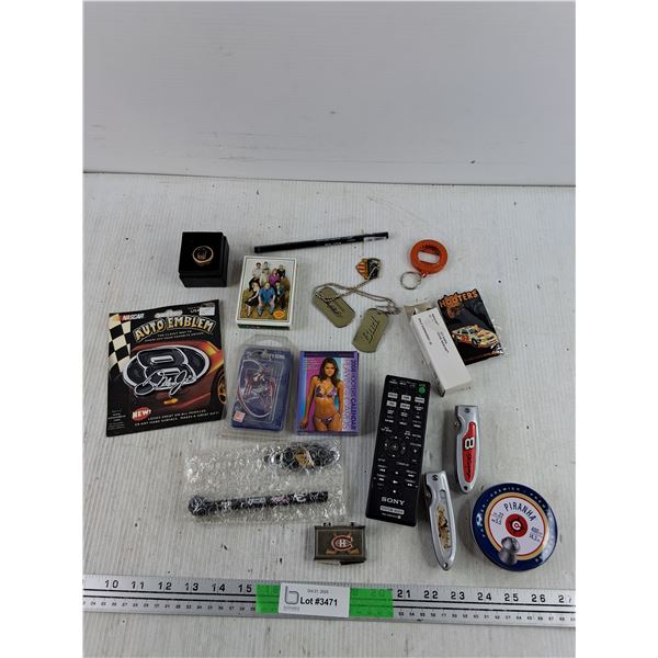 .22 Pellets, Playing Cards, Montreal Canadians Shirt Pin, Folding Knives, Rings, Key Ring, Misc