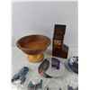 Image 2 : Footed Wooden Bowl, Ink Cartridges, Various CDs, Saskatchewan Pool Bottle