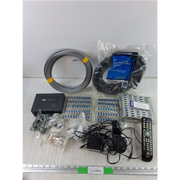 RCA Remote, Snap On Wire Protector, D Sub Plugs, Various Electrical Supplies - As Is
