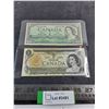 Image 1 : (2) Canadian $1 Bills (1954, 1973)