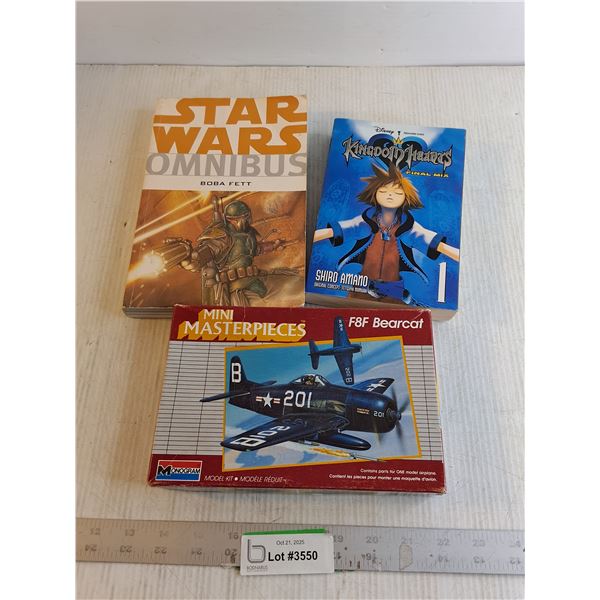 (2) Books - Starwars/ Kingdom Hearts/ Model - F8F Bearcat