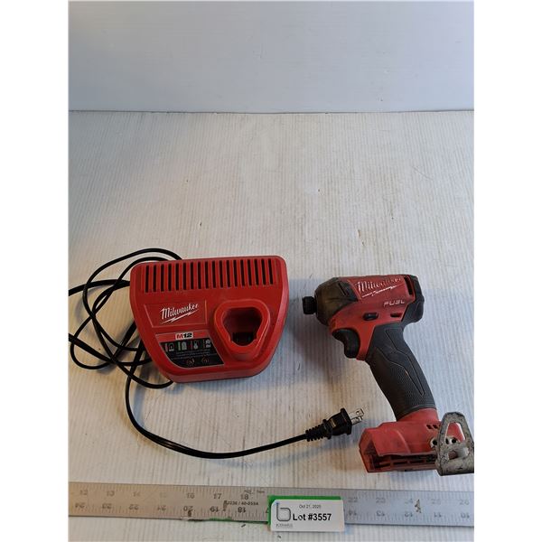 "Milwaukee M12" Battery Charger (As Is)/ "Milwaukee" M18 1/4" Hex Impact Driver (As is- Needs Batter