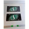 Image 1 : (2) Saskatchewan Roughrider Plates 12x6"