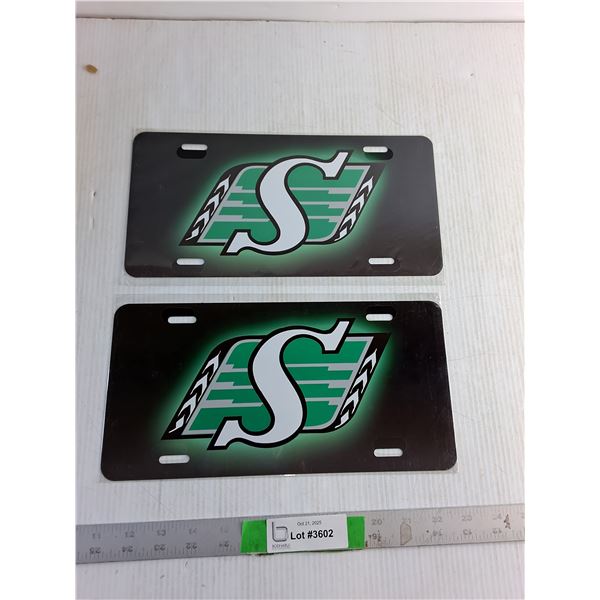 (2) Saskatchewan Roughrider Plates 12x6