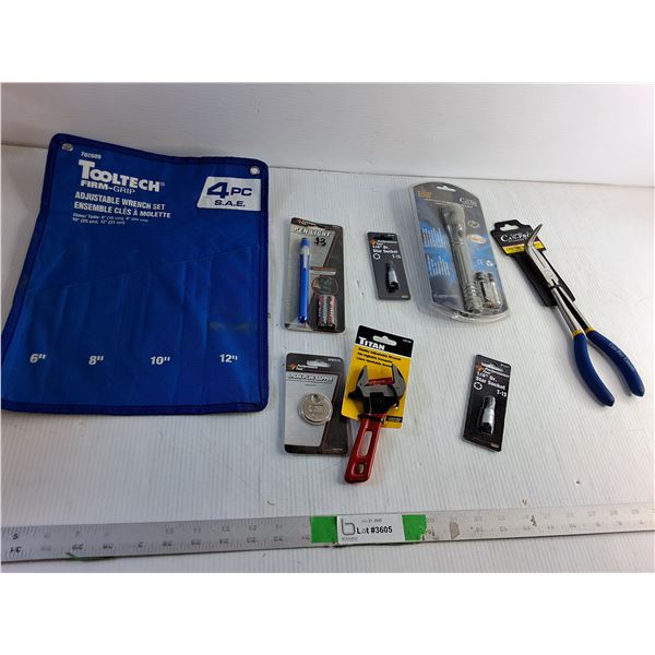 Adjustable Wrench Set,Pen Light, Spark Plug Gapper,Adjustable Wrench, Misc