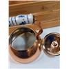 Image 3 : Wooden Crate - 18" x 9.5" x 12" & Copper Style Kettle