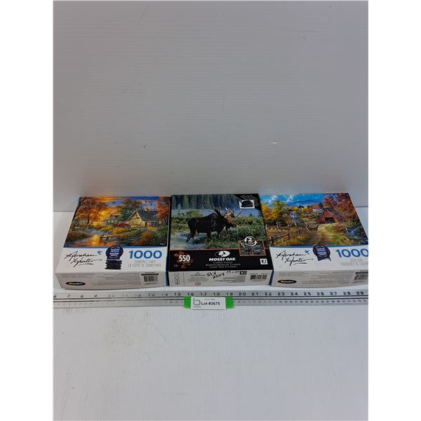 (3) Puzzles: Moose, Farm Scenes - As Is