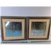 Image 1 : (2) Framed Wolf Paintings 17.25", One Crack