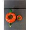 Image 2 : Tomato Style Ceramic Teapot 3.75" Tall