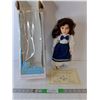 Image 1 : Porcelain Century Doll with Stand & Certificate of Authenticity 15"