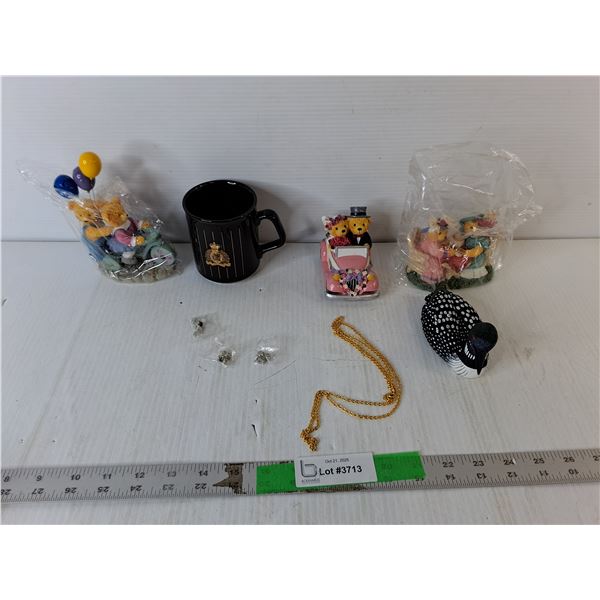 Ceramic Figurines, RCMP Mug, Avon Jewelry
