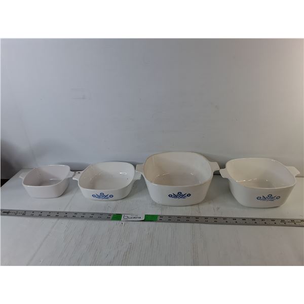 (4) Corning Ware Casserole Dishes Up to 10.25"