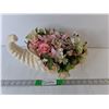 Image 1 : Ceramic Cornucopia & Artificial Flowers 14"