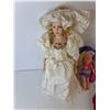 Image 3 : Porcelain Bride Doll 19" & (3) Vintage Child Dolls