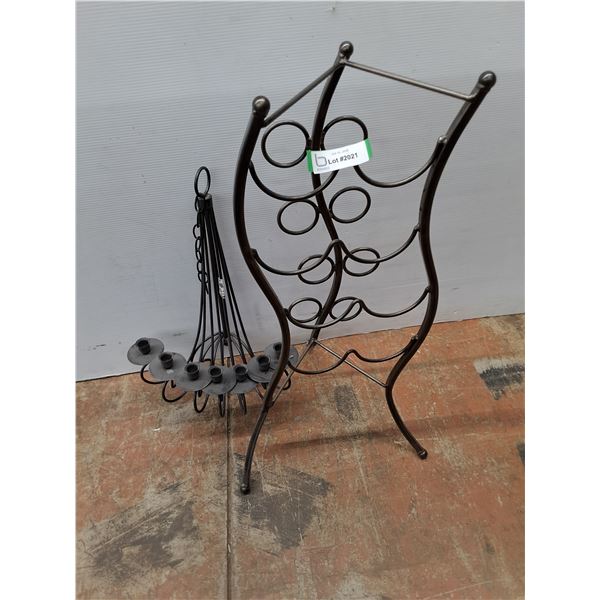 * Metal 8-Bottle Wine Rack, Metal 7-Candle Ceiling Fixture - PICK UP ONLY