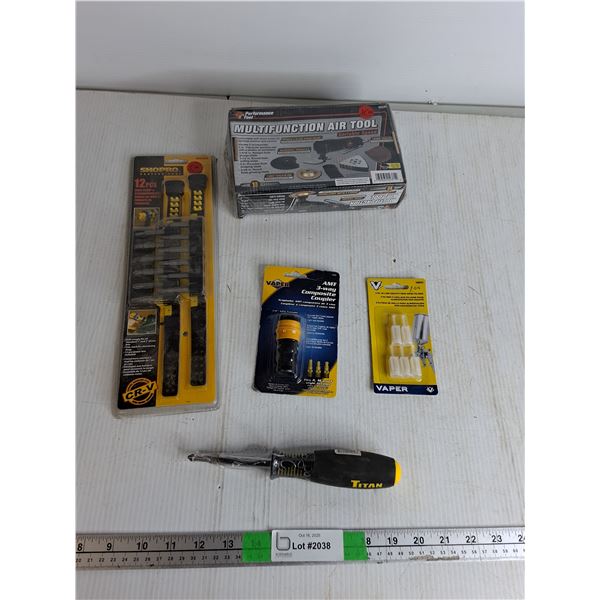 12 pcs Screwdrivers Bits, Multifunction Air Tool, 3-Way Composite Coupler, Misc