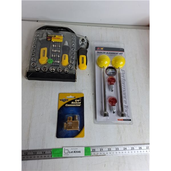 47 Pcs Stubby Tool Set, Trailer Alignment Set, 1/4" Swivel Connector