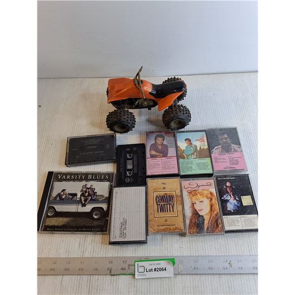 (9) Cassette Tapes - Conway Twitty/ Wynona Judd/ Misc. And Toy Quad