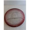Image 2 : Vintage Indiana Glass  "Diamond Point" With Ruby Flash Band Platter 12 1/4"
