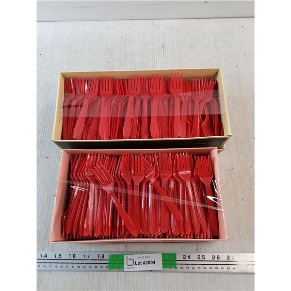 Red Plastic Forks
