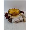 Image 5 : 11"  Amber Glass Bowl, Cone Pines, Misc