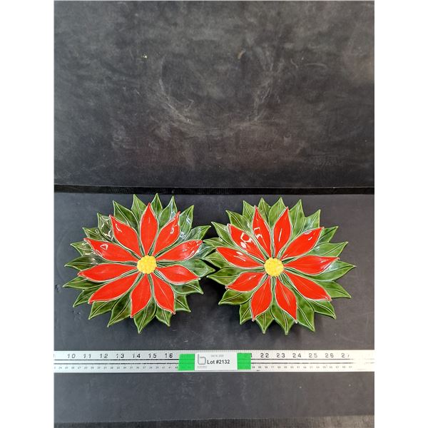 (2) Ceramic Christmas Plates