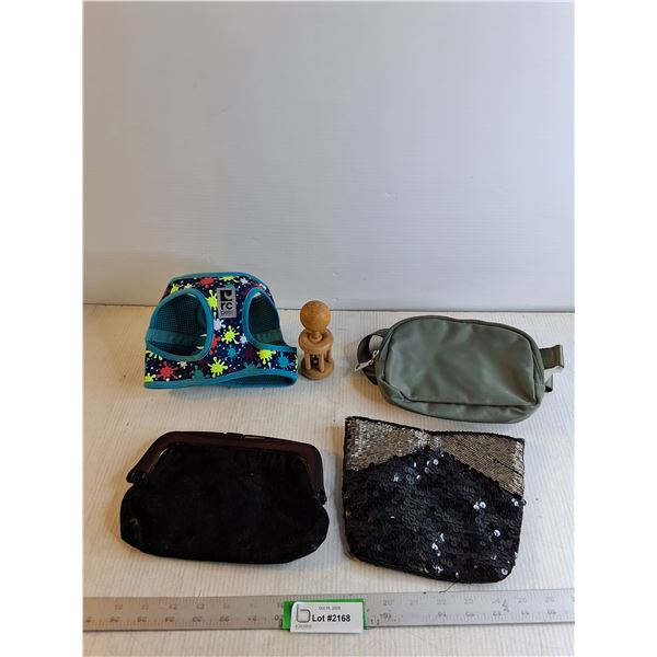 Dog Harness Sz Med/ Clutch Purse/ Waist Pak