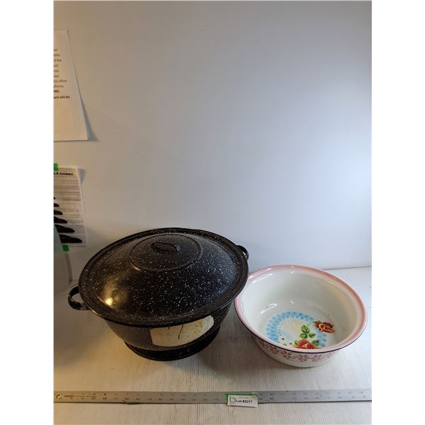 Wash Basin 13 1/4" Across/ Basin With Lid 17 3/8" Across