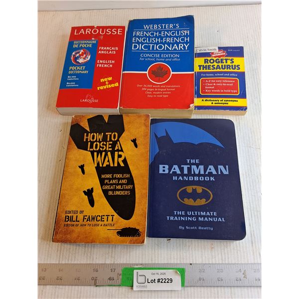 (5) Books - Dictionaries/ Batman/ War