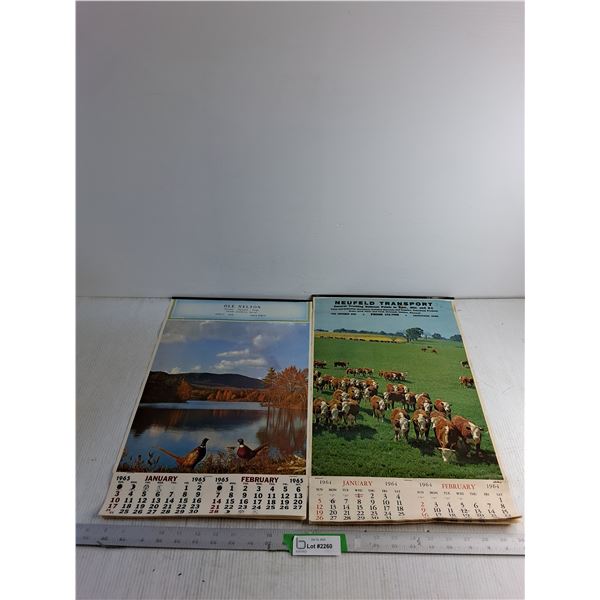 (2) Saskatchewan Wall Calenders 1964 and 1965