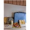 Image 1 : Christmas Items & Blue Suitcase On Wheels 31x9x24" - PICK UP ONLY