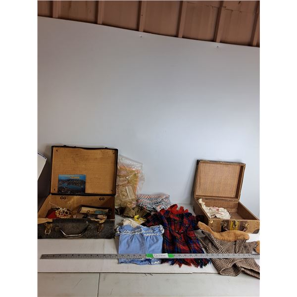 (2) Vintage Cases filled with Doll Clothing and Misc - PICK UP