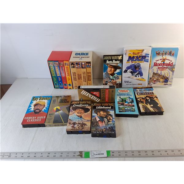 (12) VHS Tapes/Sets- John Wayne, Bonanza, Ray Stevens, Misc.