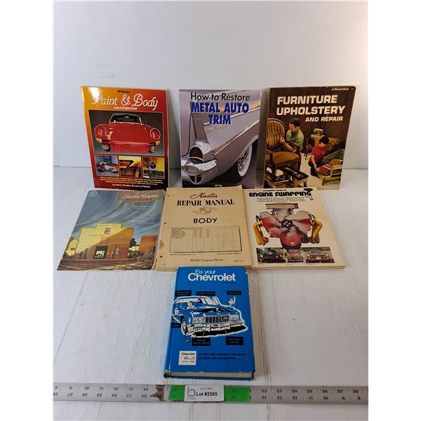 (7) Books/Magazines- Automotive, Sask. History, Upholstery Repair