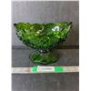 Image 1 : Footed Green Glass Bowl 8.75" Long