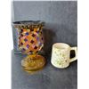 Image 3 : Glass Candelholder, Ceramic 'Dad' Mug, Misc.