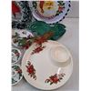 Image 6 : Christmas Ornaments, Wreath, Chip & Dip Plate, Candle Holders, Candles