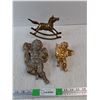 Image 1 : Brass Desktop Rocking Horse Decor, Angel Ornament and Wall Decor