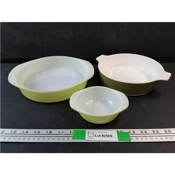 (3)  PYREX Dishes 9", 8", 4"